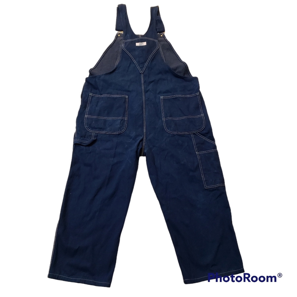 Liberty Overalls Men's Utility Work Overalls Size 46 X 30 Dark Wash‎ Denim. - Picture 2 of 6